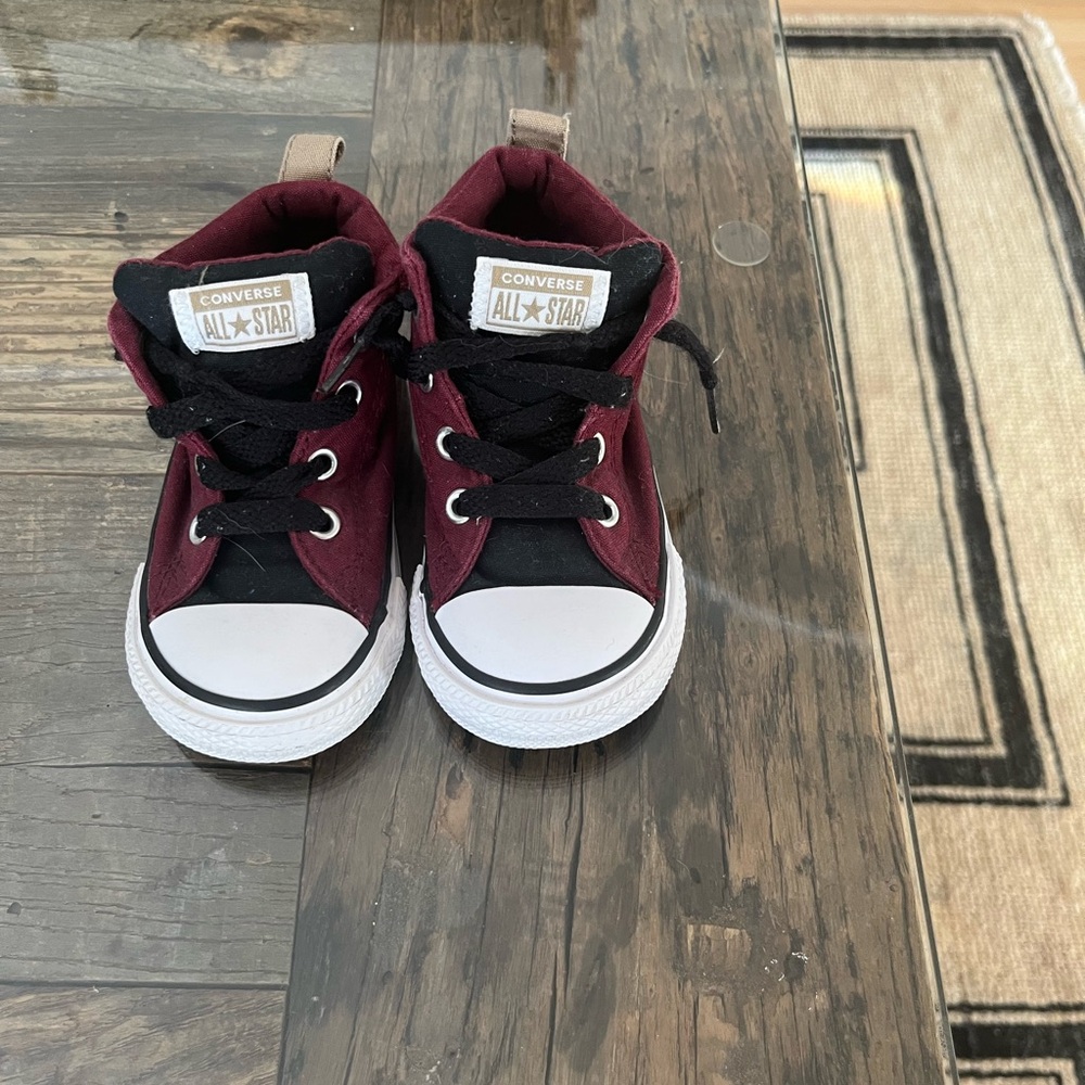 Converse Red and Black High-Top Sneakers with Classic Design
